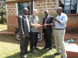 Photo of the teachers receiving the equipment